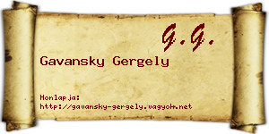 Gavansky Gergely névjegykártya